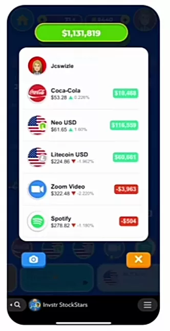 Artık çocuklar Snapchat'te bir oyunla yatırım yapmayı öğrenebilirler StockStars, Snapchat kullanıcılarına oynamak için 1 milyon dolarlık (sahne) bir portföy sunuyor. 