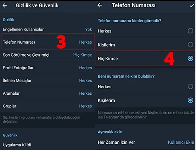 Telegram'da Telefon Numarası  Nasıl Gizlenir ?