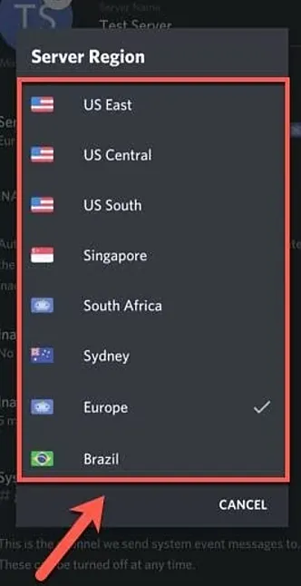 Mobil cihazlarda Discord'un sunucu bölgesini değiştirme