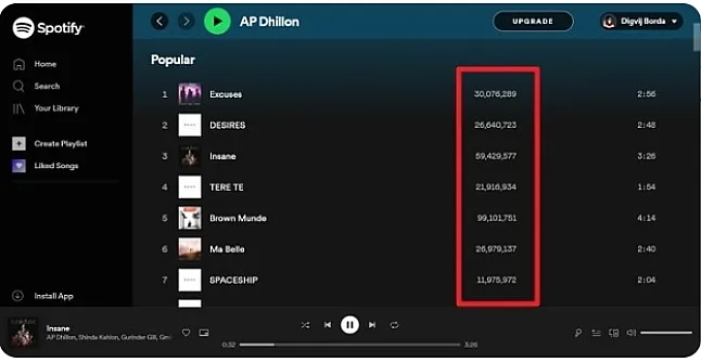 Spotify toplam tıklama nasıl kontrol edilir?