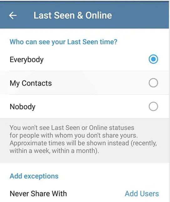 Telegram’da son görülme nasıl kapatılır?