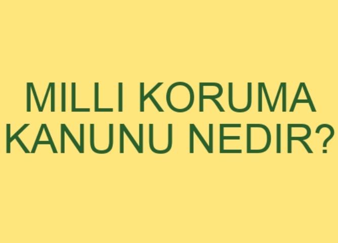 MİLLİ KORUNMA KANUNU NEDİR?